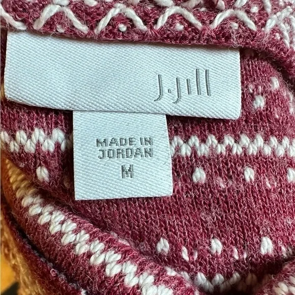 J. Jill Long Sleeve Boat Neck Red and White Embroidered Sweater - Picture 7 of 12